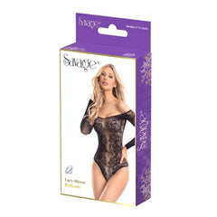LACY SLEEVE BODYSUIT - BLACK