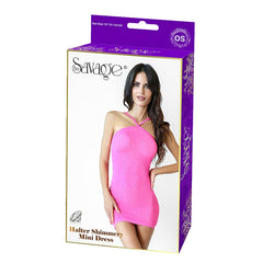 HALTER SHIMMERY MINI DRESS - PINK