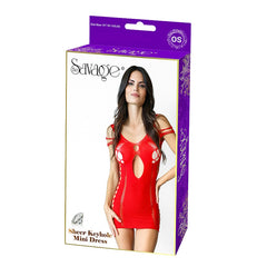 SHEER KEYHOLE MINI DRESS - RED