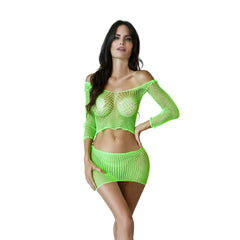 SEDUCE LONG SLEEVE TOP & SKIRT SET - GREEN