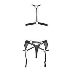 PINK PUSSYCAT GARTER SET - OS - BLACK