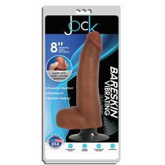 8" BARESKIN VIBRATING DONG WITH BALLS - LATTE