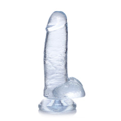 JOCK C-THRU 7" CLEAR TPE DONG W/BALLS & SUCTION CUP