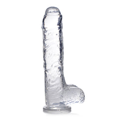 JOCK C-THRU SLIM 9" WITH BALLS CLEAR TPE DILDO