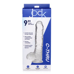 JOCK C-THRU SLIM 9" WITH BALLS CLEAR TPE DILDO