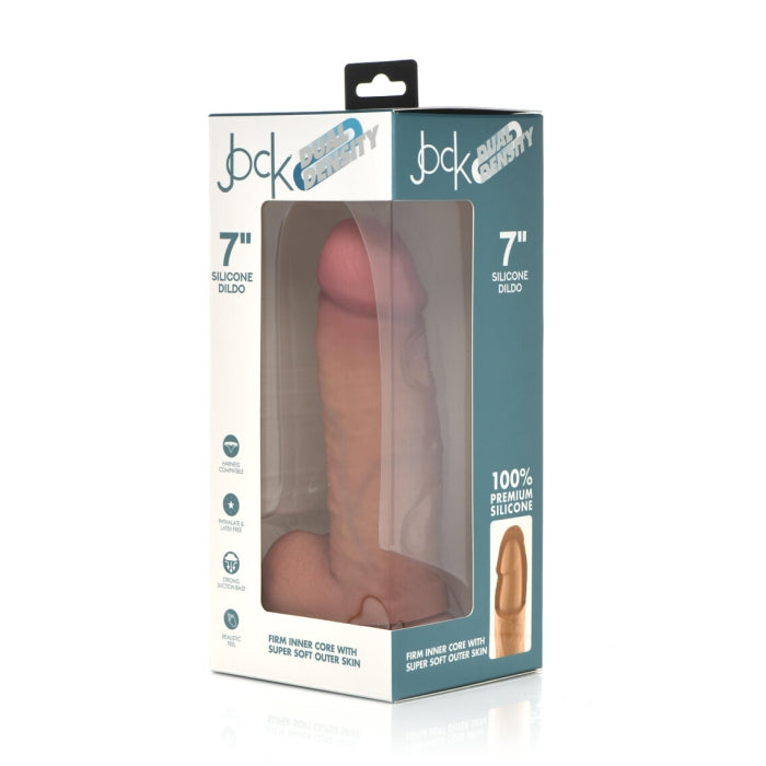 JOCK 7" DUAL DENSITY SILICONE DILDO W/ BALLS - LIGHT