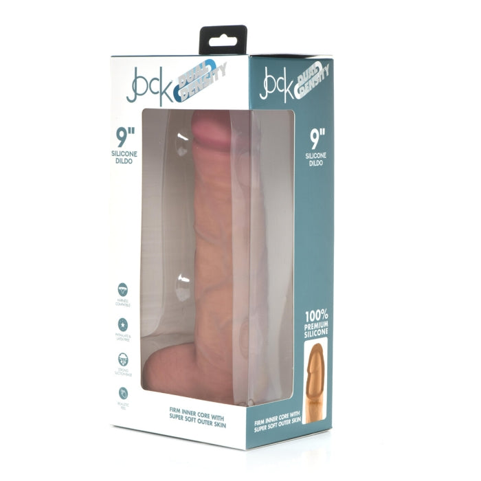 JOCK 9" DUAL DENSITY SILICONE DILDO W/ BALLS - LIGHT