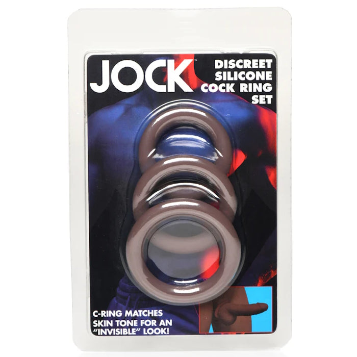 JOCK DISCREET SILICONE COCK RING SET - DARK