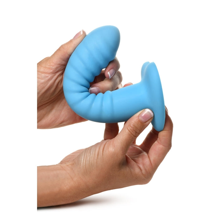 SIMPLY SWEET 7" RIBBED SILICONE DILDO - BLUE