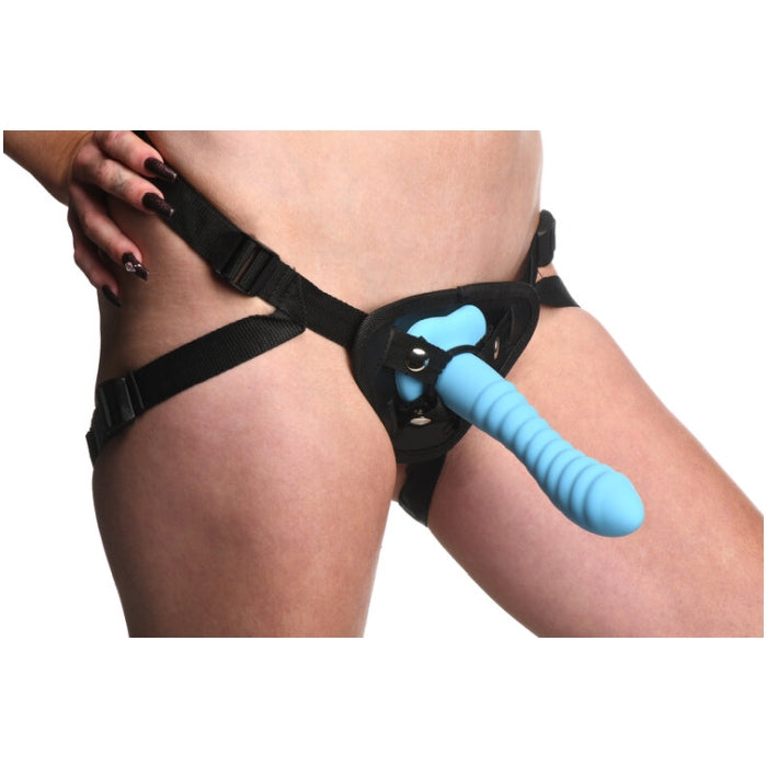 SIMPLY SWEET 7" RIBBED SILICONE DILDO - BLUE