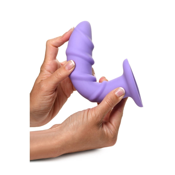 SIMPLY SWEET 7" SWIRL SILICONE DILDO - PURPLE