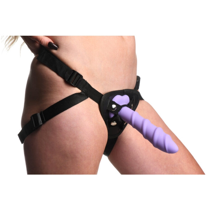 SIMPLY SWEET 7" SWIRL SILICONE DILDO - PURPLE