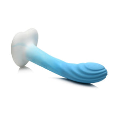 SIMPLY SWEET 7" RIPPLED SILICONE DILDO - BLUE WHITE