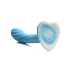 SIMPLY SWEET 7" RIPPLED SILICONE DILDO - BLUE WHITE