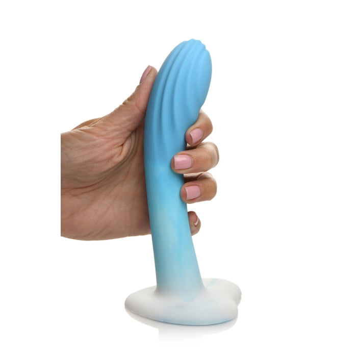 SIMPLY SWEET 7" RIPPLED SILICONE DILDO - BLUE WHITE