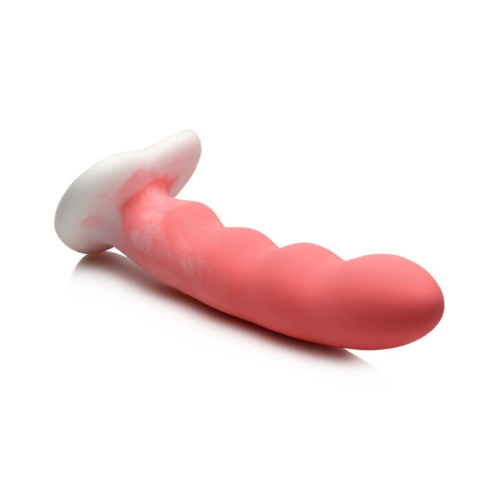 SIMPLY SWEET 8" WAVY SILICONE DILDO - PINK WHITE