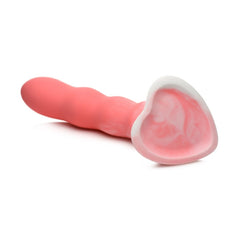 SIMPLY SWEET 8" WAVY SILICONE DILDO - PINK WHITE