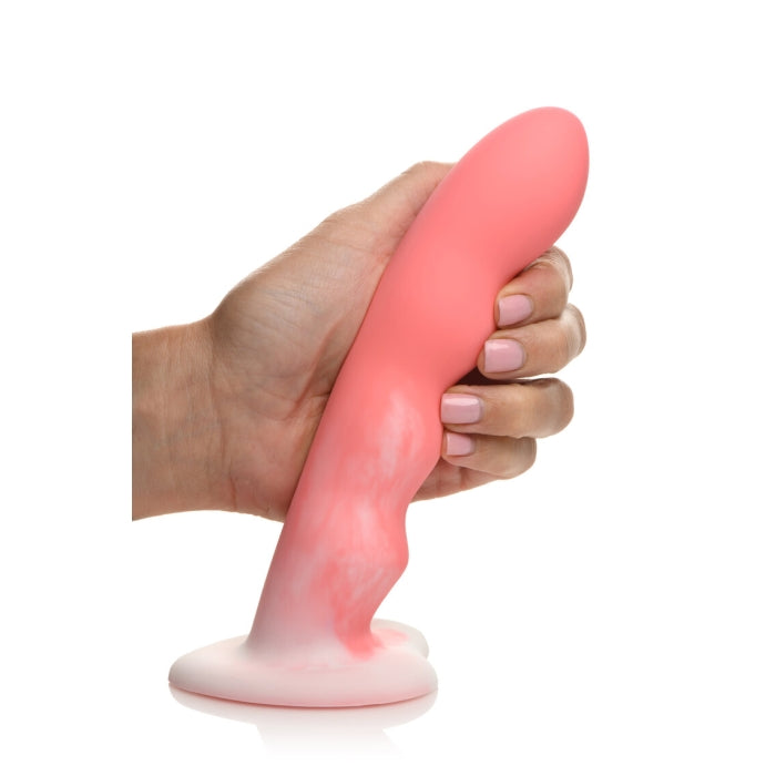SIMPLY SWEET 8" WAVY SILICONE DILDO - PINK WHITE