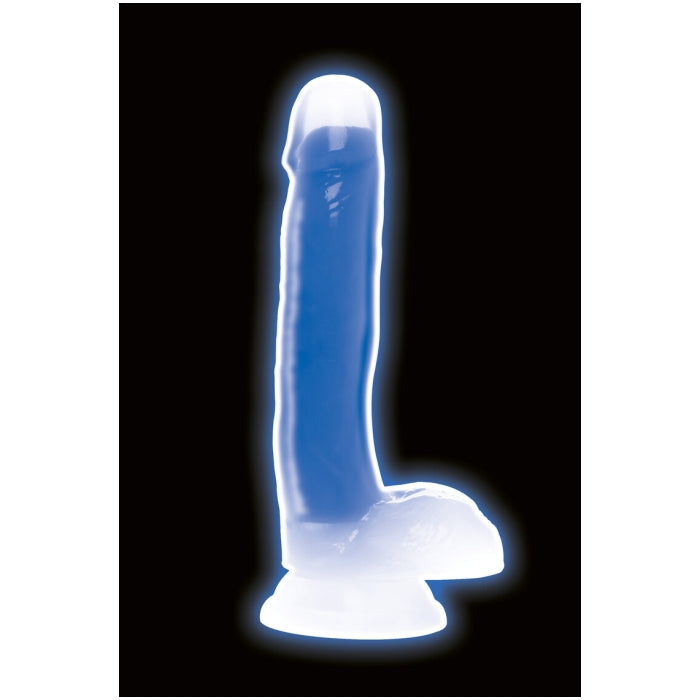 LOLLICOCK 7" GLOW-IN-THE-DARK SILICONE DILDO W/BALLS BLU