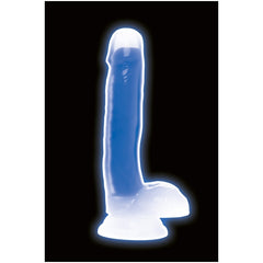 LOLLICOCK 7" GLOW-IN-THE-DARK SILICONE DILDO W/BALLS BLU