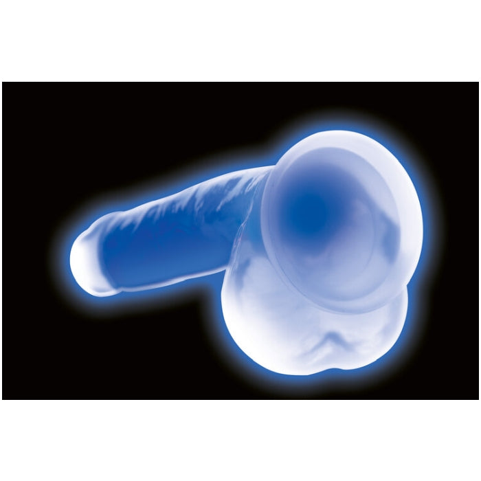 LOLLICOCK 7" GLOW-IN-THE-DARK SILICONE DILDO W/BALLS BLU