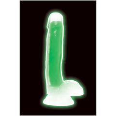 LOLLICOCK 7" GLOW-IN-THE-DARK SILICONE DILDO W/BALLS GRN