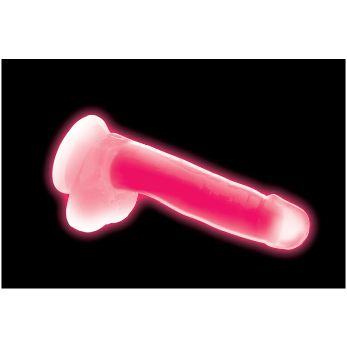 LOLLICOCK 7" GLOW-IN-THE-DARK SILICONE DILDO W/BALLS PNK