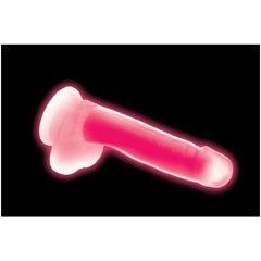 LOLLICOCK 7" GLOW-IN-THE-DARK SILICONE DILDO W/BALLS PNK