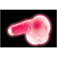 LOLLICOCK 7" GLOW-IN-THE-DARK SILICONE DILDO W/BALLS PNK