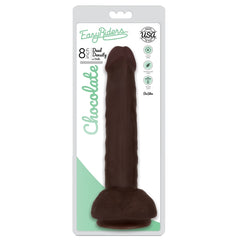 EASY RIDERS 8" SLIM BIOSKIN DONG W/ BALLS - CHOCOLATE