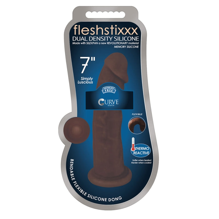 FLESHSTIXXX 7" SILICONE DONG NO BALLS - CHOCOLATE