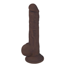 FLESHSTIXXX 9" SILICONE DILDO WITH BALLS - CHOCO