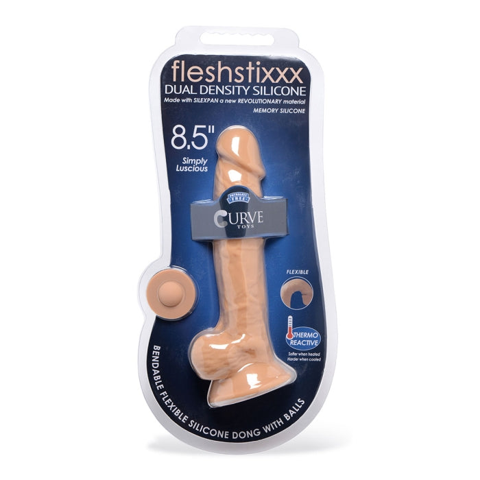 FLESHSTIXXX 8.5" SILICONE DILDO WITH BALLS - TAN