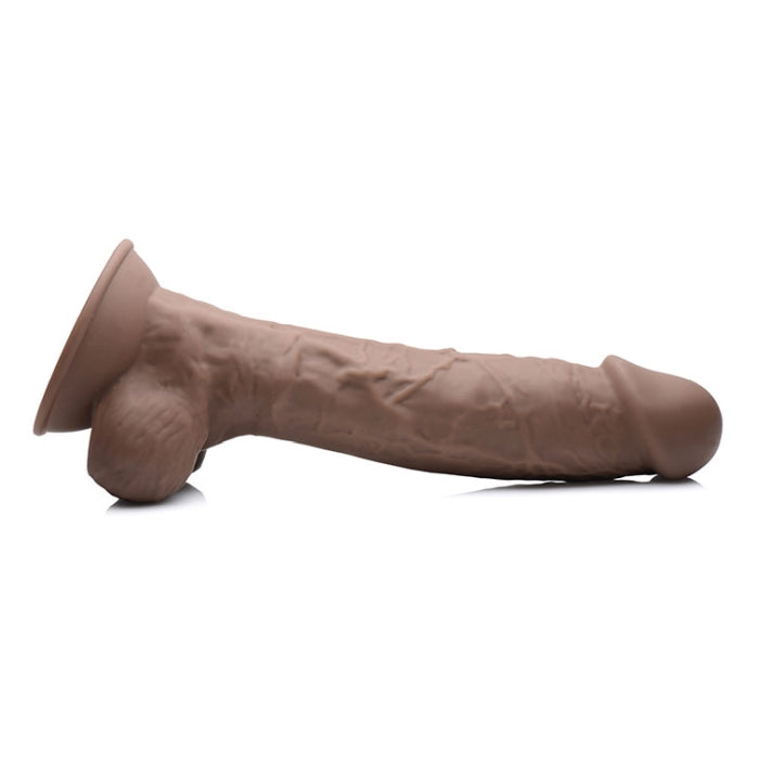 FLESHSTIXXX 8.5" SILICONE DILDO WITH BALLS - BROWN