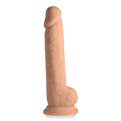 FLESHSTIXXX 10" SILICONE DILDO WITH BALLS - TAN