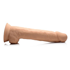 FLESHSTIXXX 10" SILICONE DILDO WITH BALLS - TAN