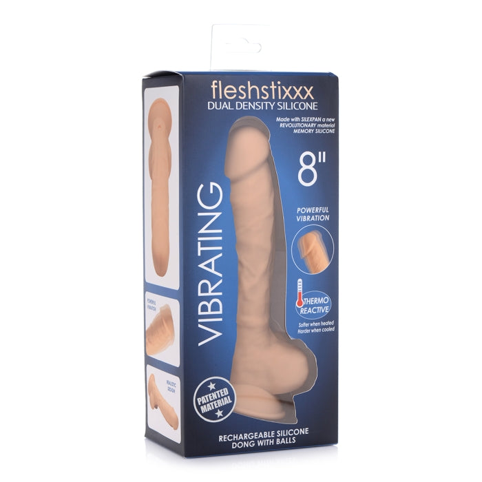 FLESHSTIXXX 8" VIBE SILICONE DILDO W/ BALLS