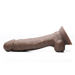FLESHSTIXXX 8" VIBE SILICONE DILDO W/ BALLS - BROWN