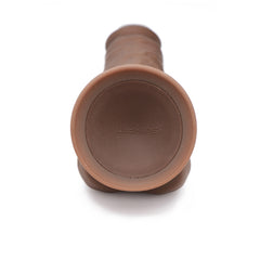 FLESHSTIXXX 8" VIBE SILICONE DILDO W/ BALLS - BROWN