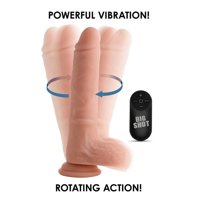 BIG SHOT 8" LIQUID SILICONE ROTATING DILDO W/ BALLS