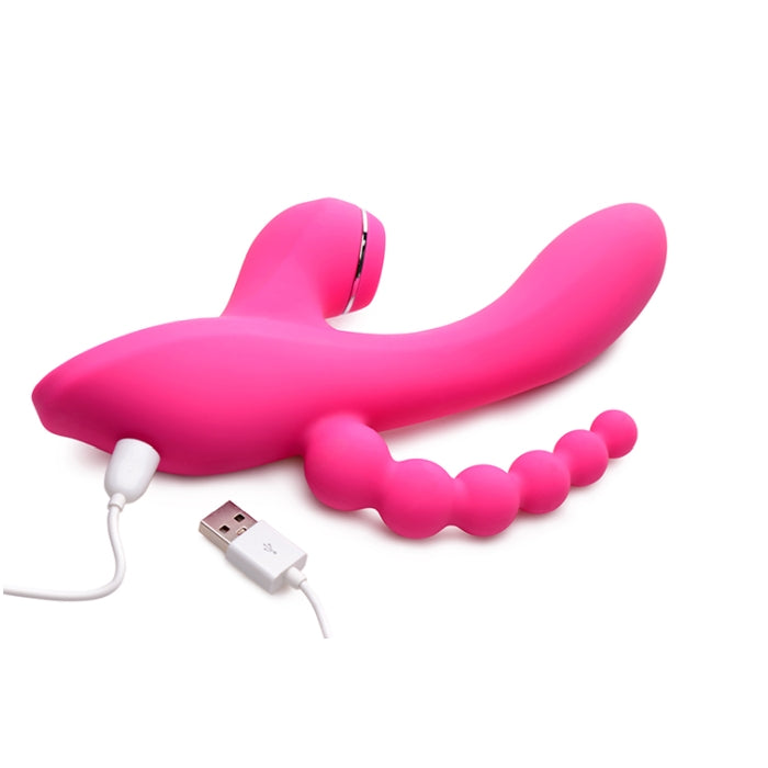 POWER BUNNIES SUCKERS 21X RECHARGE TRIPLE STIMU VIBE - PINK