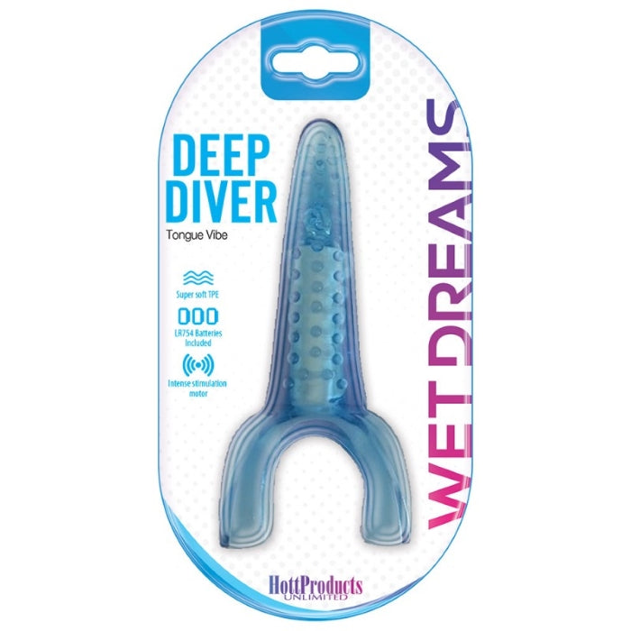DEEP DIVER - VIBRATING TONGUE WITH MOTOR - BLUE