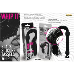 WHIP IT- BLACK PLEASURE WHIP WITH TASSELS