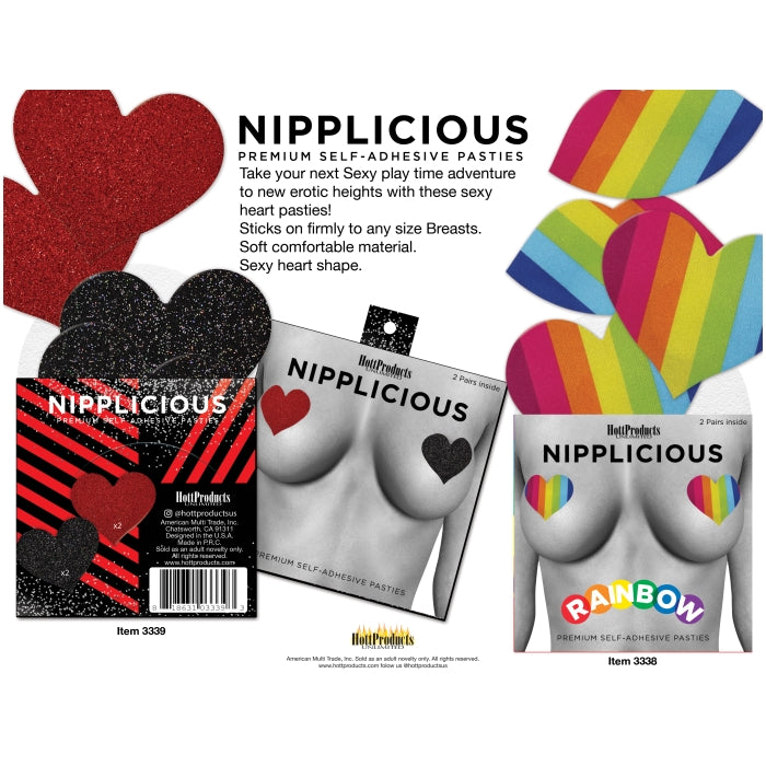 NIPPLICIOUS RAINBOW HEARTS NIPPLE PASTIES - 2PK