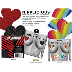 NIPPLICIOUS BLACK & RED HEARTS NIPPLE PASTIES - 2PK