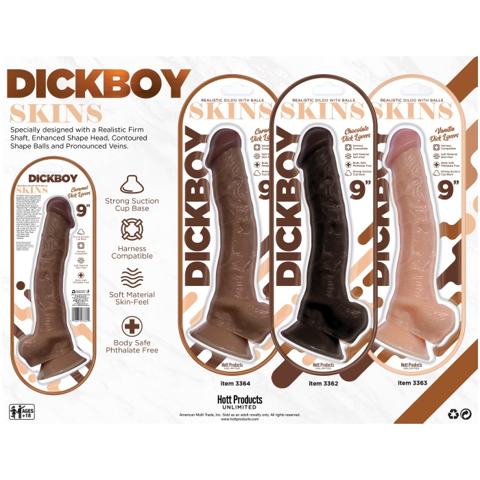 DICKBOY SKINS DILDO CARAMEL LOVERS 9"