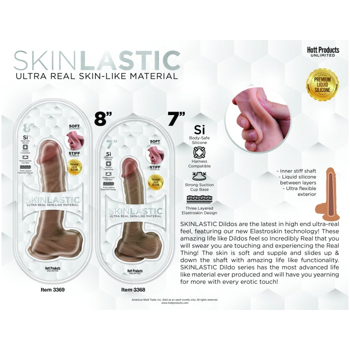 SKINSATIONS SKINLASTIC SLIDING SKIN DILDO 8" W/SUCTION