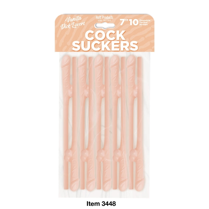 COCK SUCKERS PECKER STRAWS VANILLA LOVERS 10 PACK