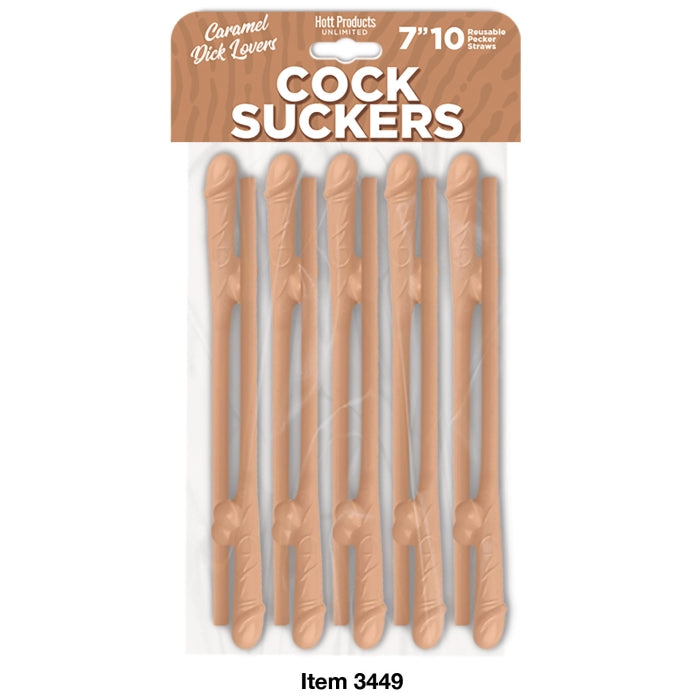 COCK SUCKERS PECKER STRAWS CARAMEL LOVERS 10 PACK