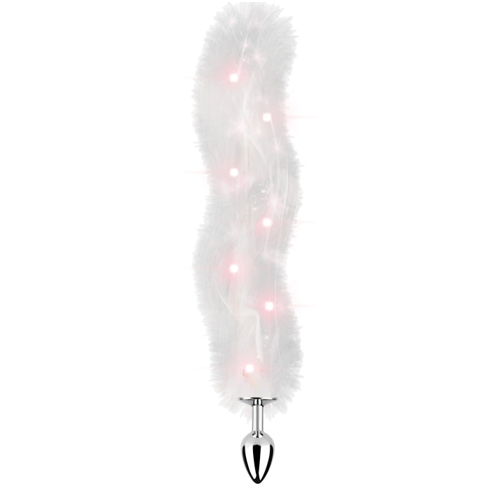 FOXY TAIL - LIGHT UP FAUX FUR BUTT PLUG - WHITE